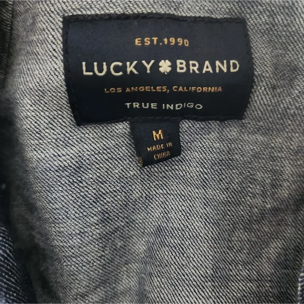 Lucky Brand True Indigo Denim Dot Trench Coat Medium - Picture 10 of 11